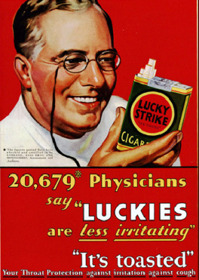 Ad, physicians recommend lucky cigarettes 