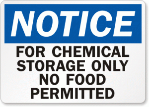 Chemical storage no food permitted